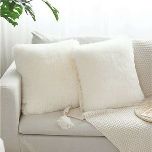 Faux Fur Pillow Covers 18x18 Set of 2